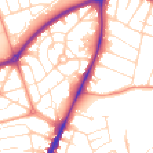Daytime road noise heatmap for NG5 3EG