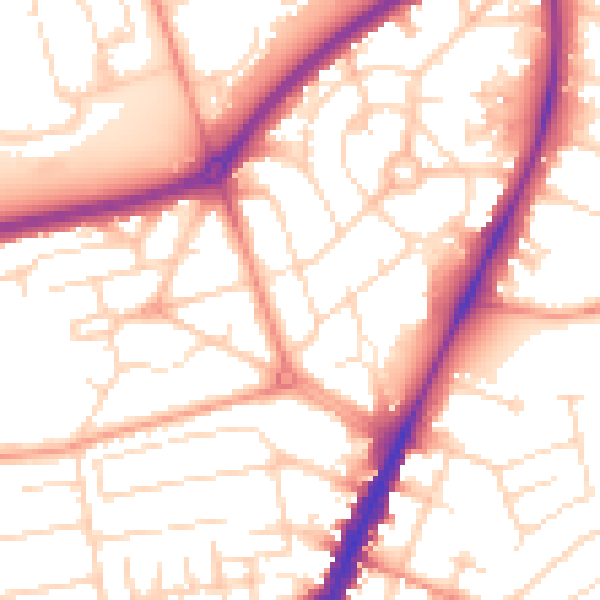Daytime road noise heatmap for NG5 3EQ