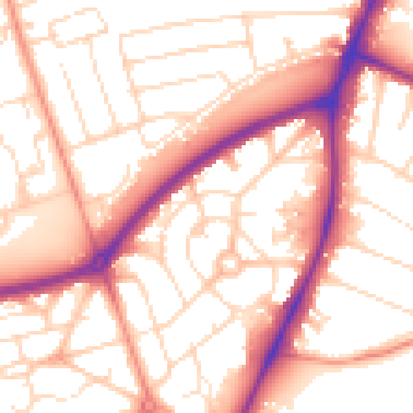 Daytime road noise heatmap for NG5 3EU