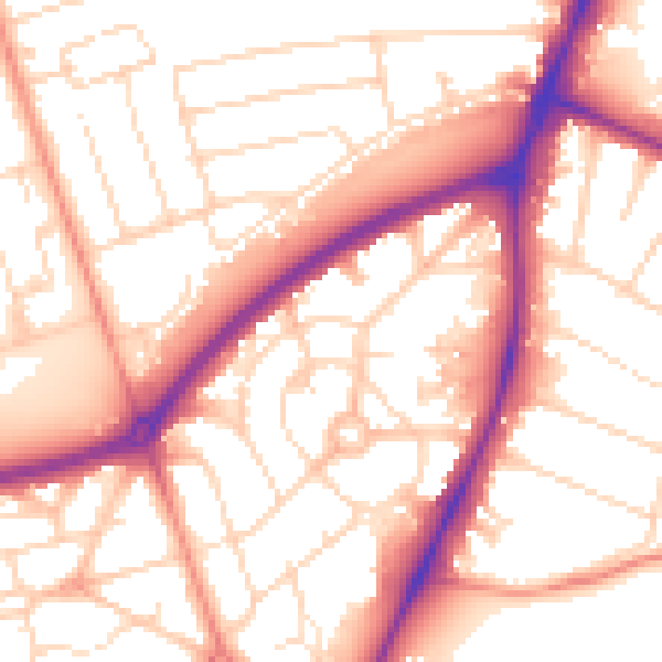 Daytime road noise heatmap for NG5 3EZ