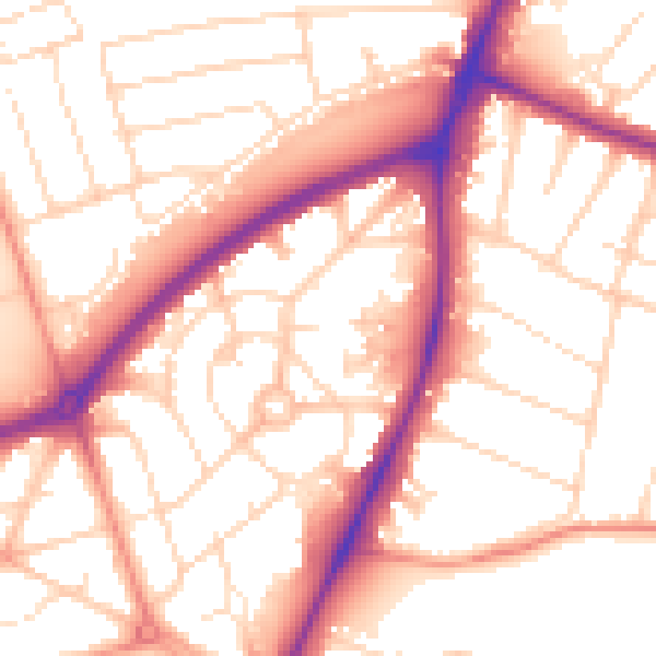 Daytime road noise heatmap for NG5 3FB