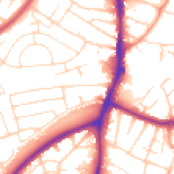 Daytime road noise heatmap for NG5 3GL