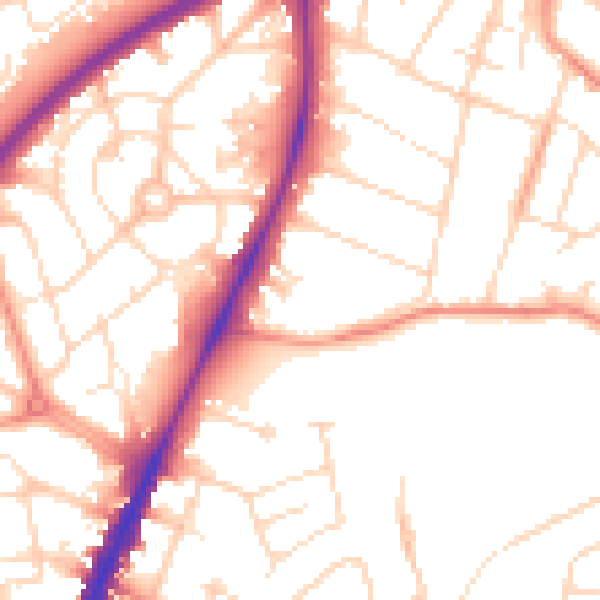 Daytime road noise heatmap for NG5 3HF