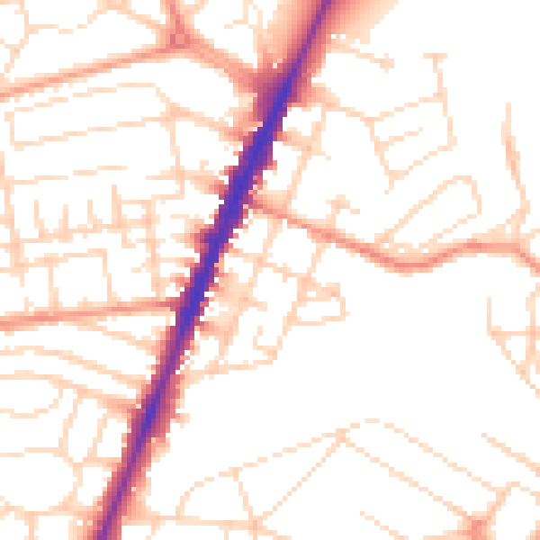 Daytime road noise heatmap for NG5 4AF