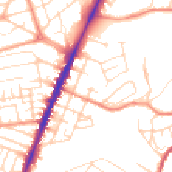 Daytime road noise heatmap for NG5 4AP