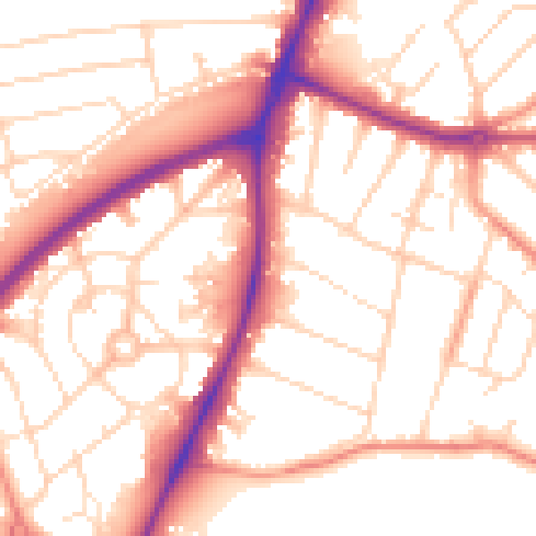 Daytime road noise heatmap for NG5 4BJ