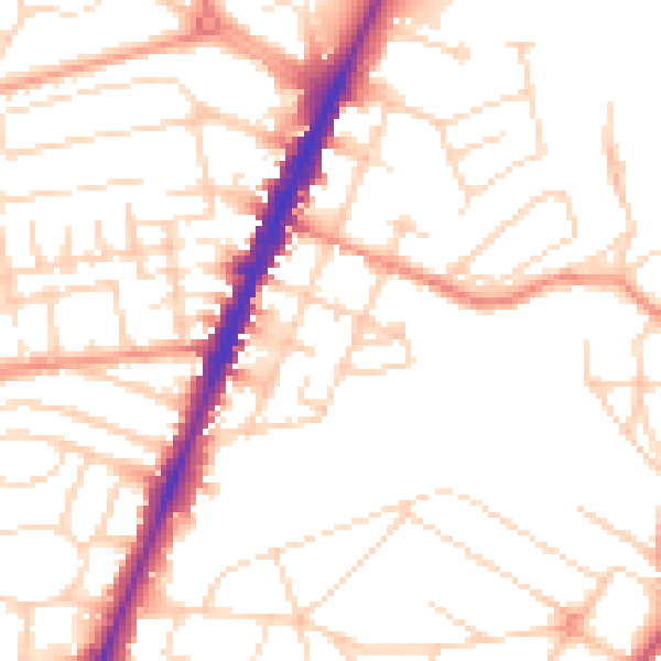 Daytime road noise heatmap for NG5 4BL