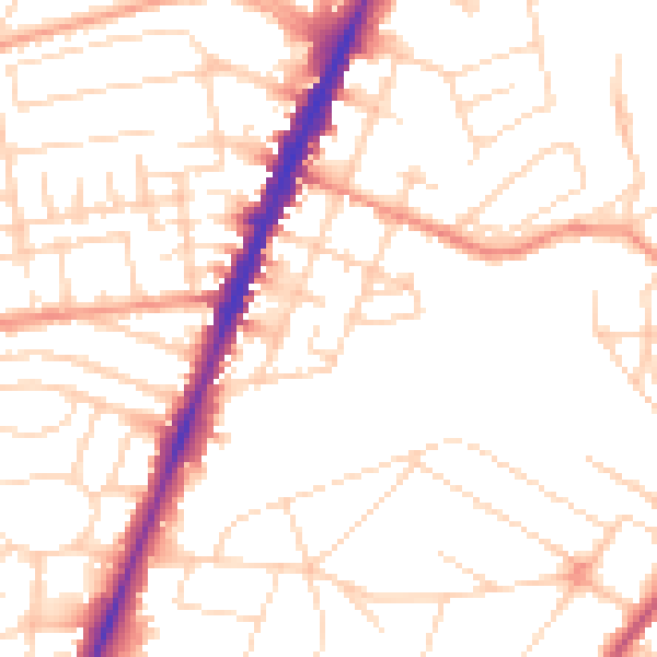 Daytime road noise heatmap for NG5 4BS