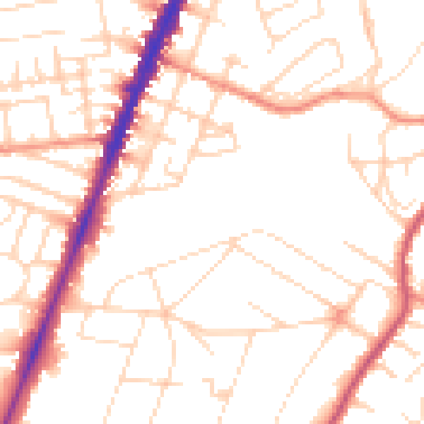 Daytime road noise heatmap for NG5 4DB