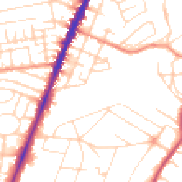 Daytime road noise heatmap for NG5 4DD