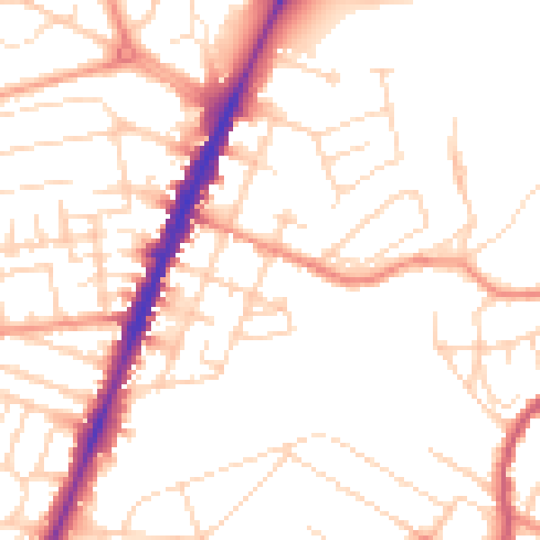 Daytime road noise heatmap for NG5 4DL