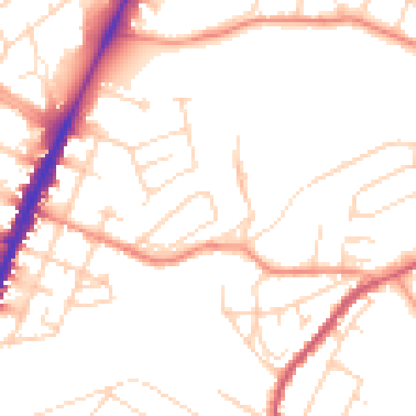Daytime road noise heatmap for NG5 4DT
