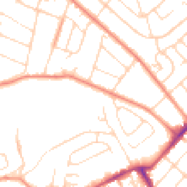 Daytime road noise heatmap for NG5 4EQ