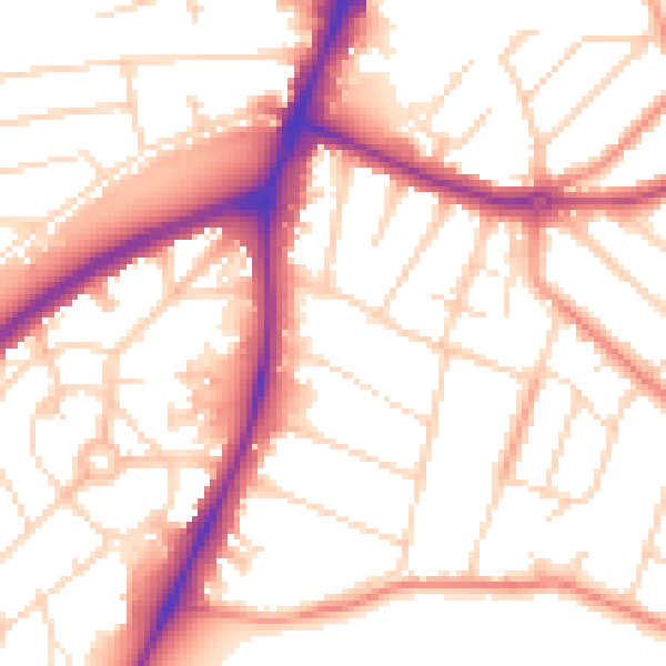 Daytime road noise heatmap for NG5 4EY