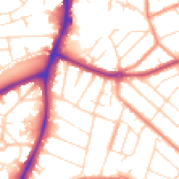 Daytime road noise heatmap for NG5 4FH