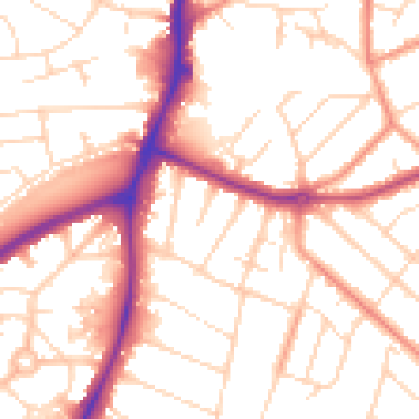 Daytime road noise heatmap for NG5 4FJ