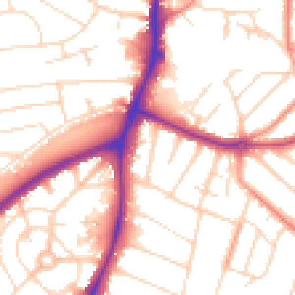 Daytime road noise heatmap for NG5 4FL