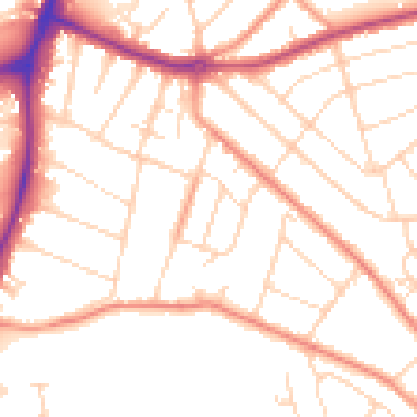 Daytime road noise heatmap for NG5 4FZ