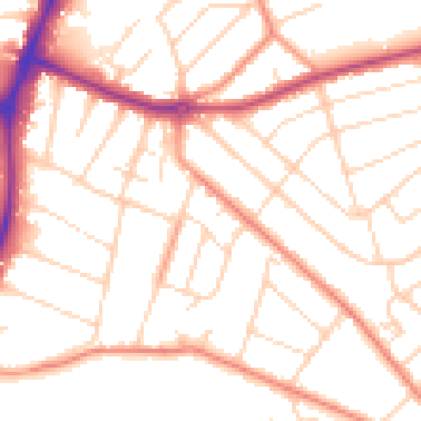 Daytime road noise heatmap for NG5 4GL