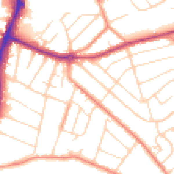 Daytime road noise heatmap for NG5 4GP
