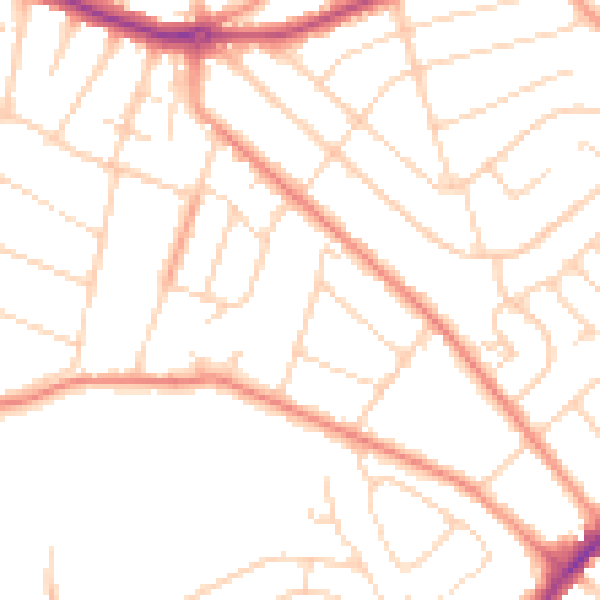Daytime road noise heatmap for NG5 4GW
