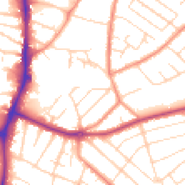 Daytime road noise heatmap for NG5 4HZ