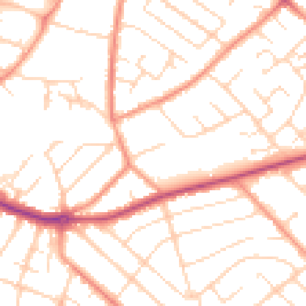 Daytime road noise heatmap for NG5 4JE