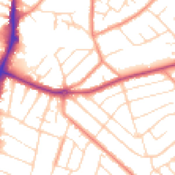 Daytime road noise heatmap for NG5 4JH