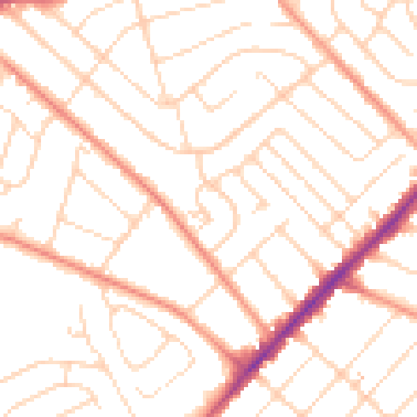 Daytime road noise heatmap for NG5 4JR
