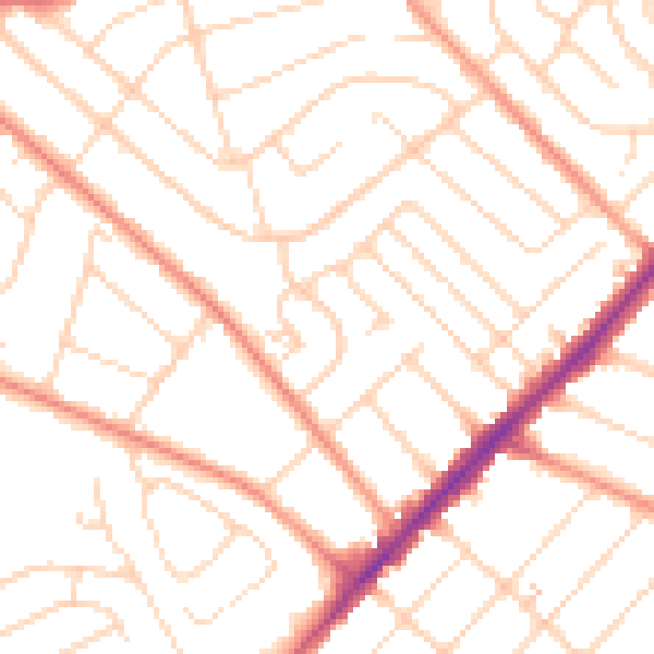 Daytime road noise heatmap for NG5 4JS