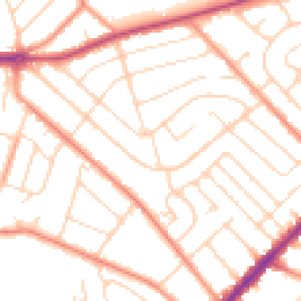 Daytime road noise heatmap for NG5 4JY