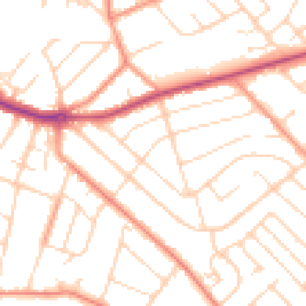 Daytime road noise heatmap for NG5 4LE