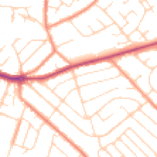 Daytime road noise heatmap for NG5 4LG