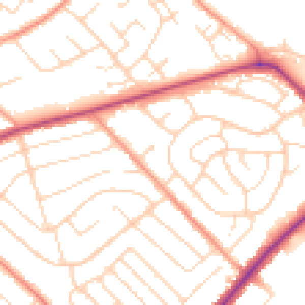Daytime road noise heatmap for NG5 4LU