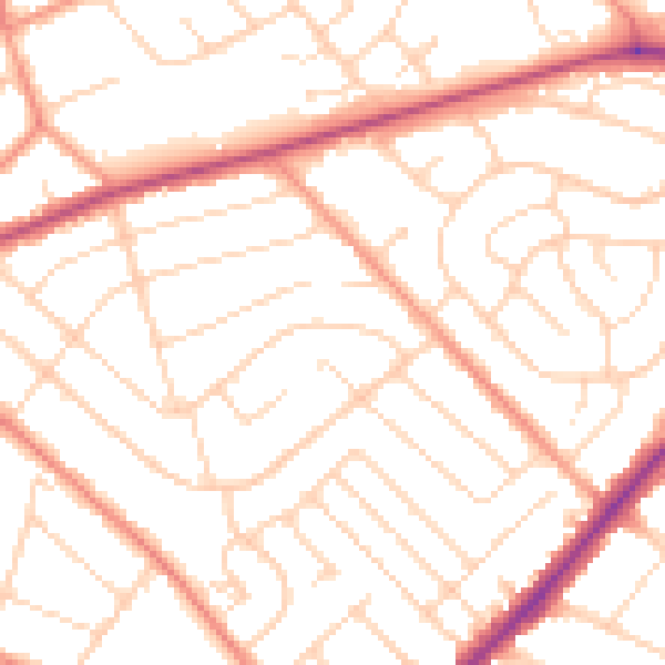 Daytime road noise heatmap for NG5 4LX