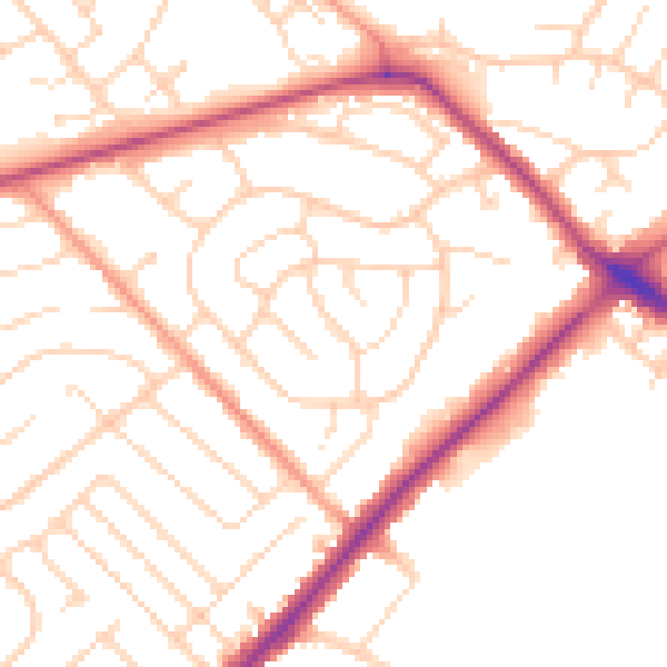 Daytime road noise heatmap for NG5 4NN