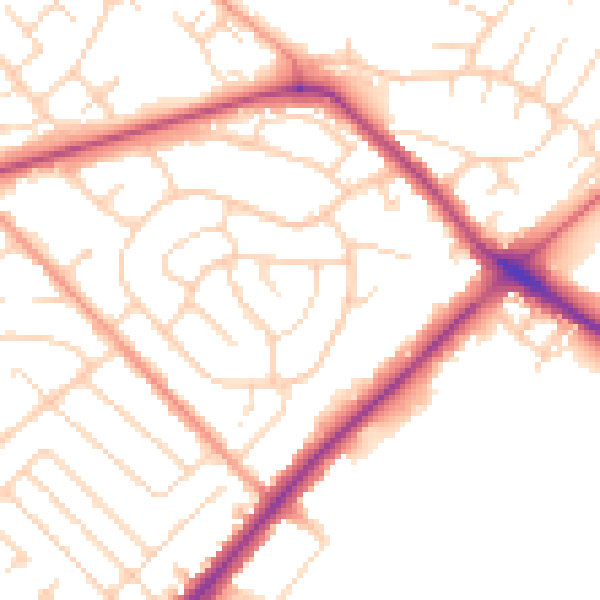 Daytime road noise heatmap for NG5 4NP