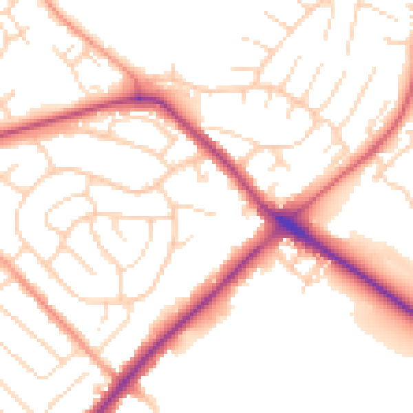 Daytime road noise heatmap for NG5 4NS