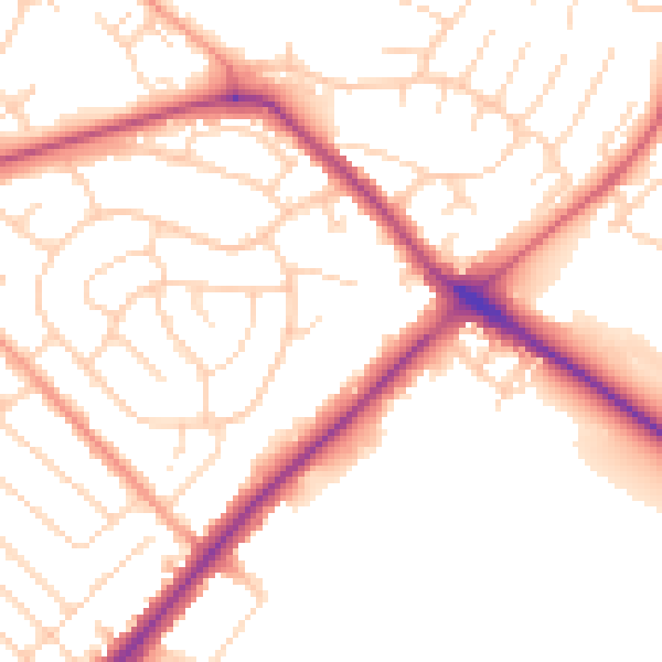 Daytime road noise heatmap for NG5 4NT