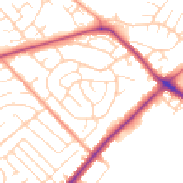 Daytime road noise heatmap for NG5 4PA