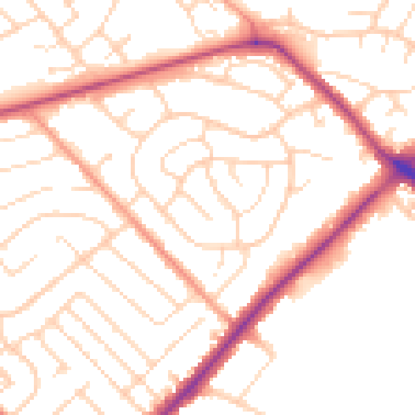 Daytime road noise heatmap for NG5 4PD