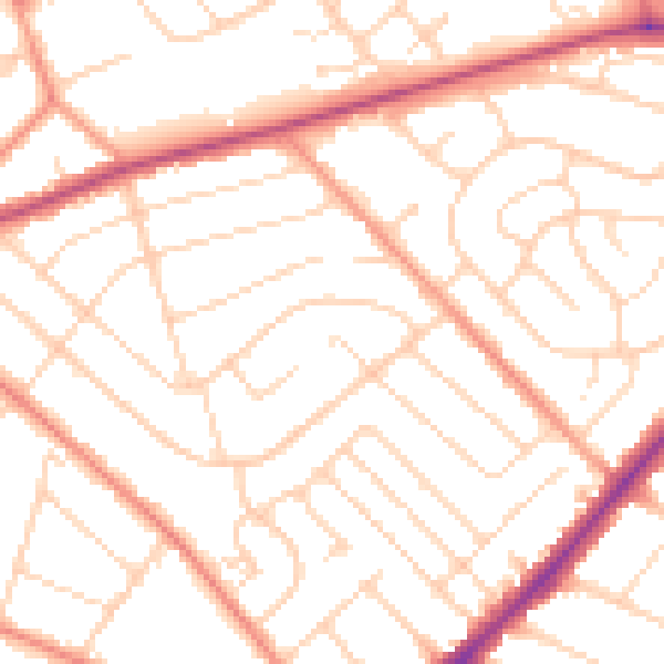 Daytime road noise heatmap for NG5 4PH