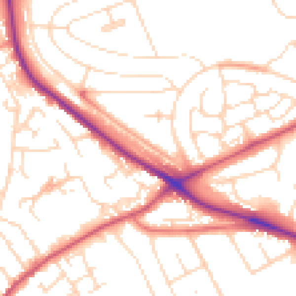Daytime road noise heatmap for NG5 5FB