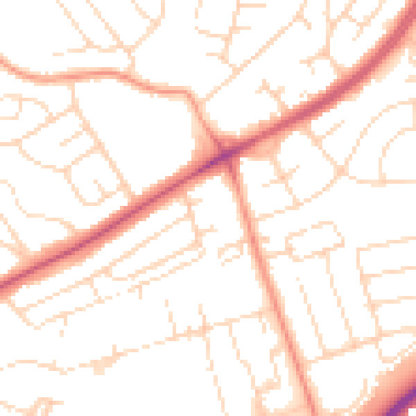 Daytime road noise heatmap for NG5 5FZ
