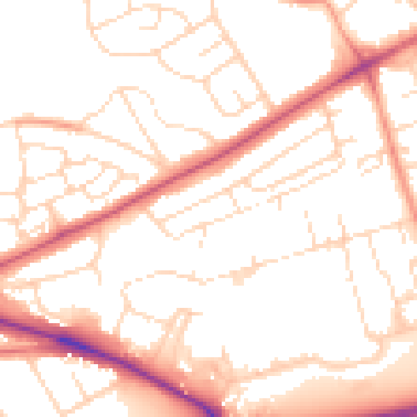 Daytime road noise heatmap for NG5 5HE