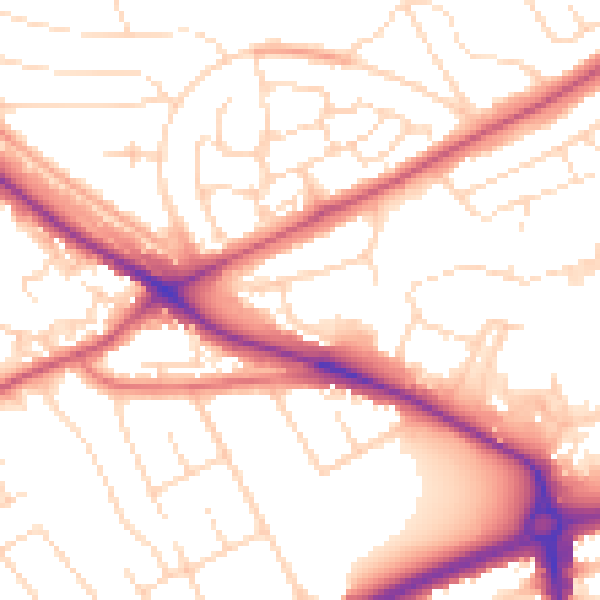 Daytime road noise heatmap for NG5 5JD