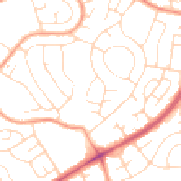 Daytime road noise heatmap for NG5 5TL