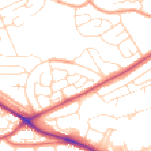 Daytime road noise heatmap for NG5 5UZ