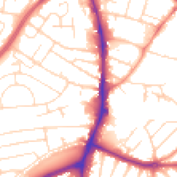 Daytime road noise heatmap for NG5 6AL