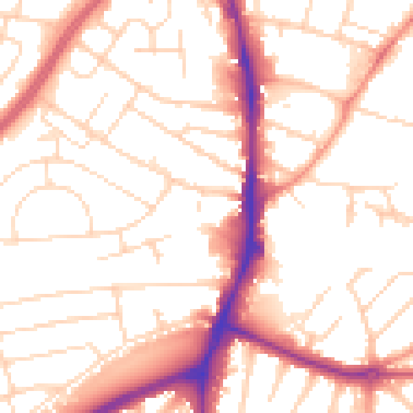 Daytime road noise heatmap for NG5 6AN
